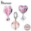 BAMOER Стерлингового Серебра 925 пробы Розовый Животный Горячий Шарик из Муранского Шарма Подвеска Подходит Оригинальный Браслет