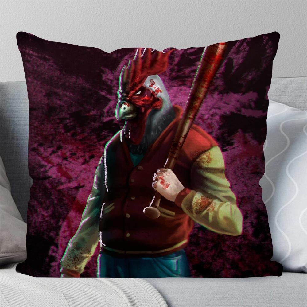 Игровой шутер H-Hotline Miami Наволочка Квадратная подушка Спальня Диван Отдых Комфорт Авто Гостиная Домашний Декор 40X40