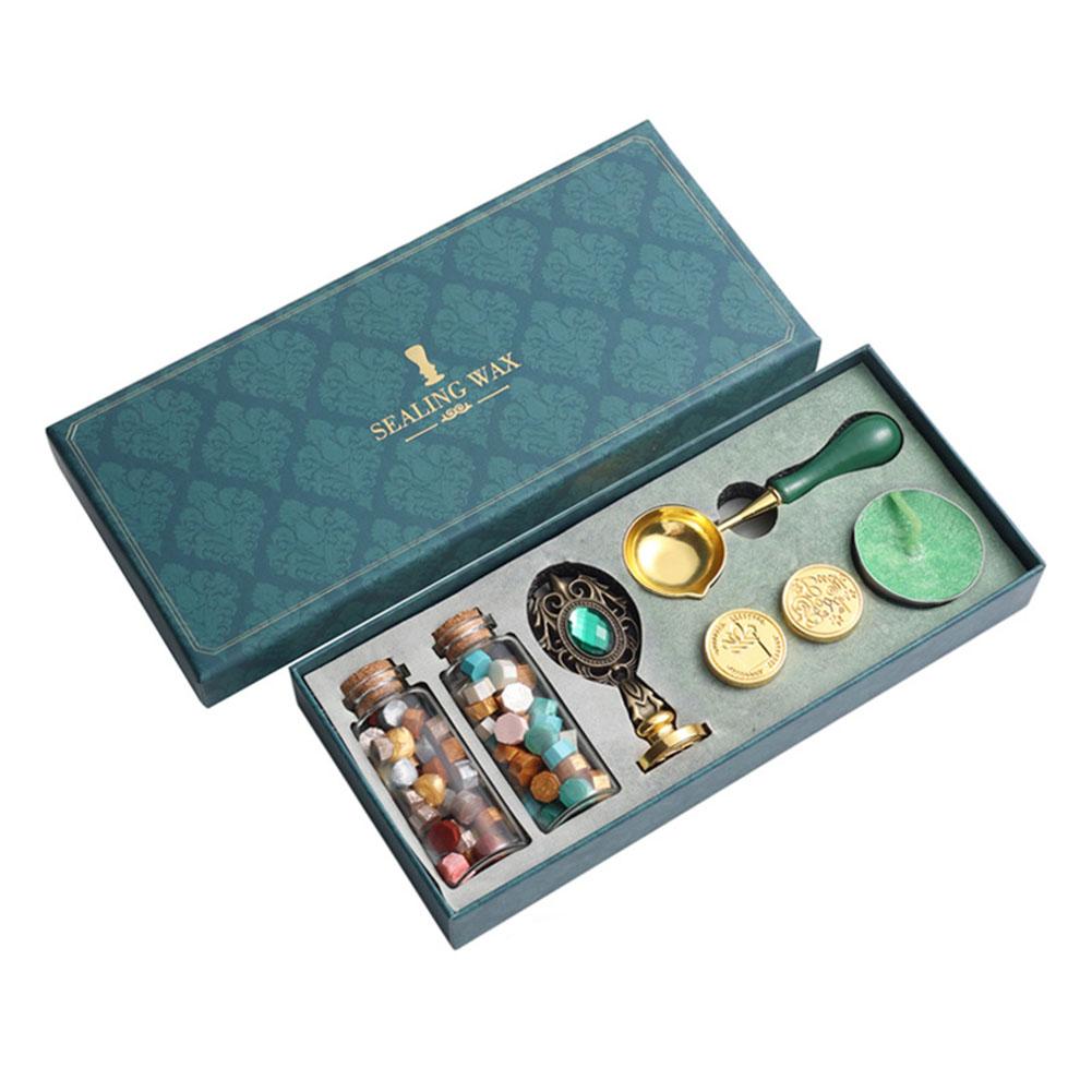 Набор печатей из сургуча Печать/Головки для печати/Восковые бусины Набор для сургучной печати Съемная ручка/Ложка/Круглый воск для подарочной упаковки