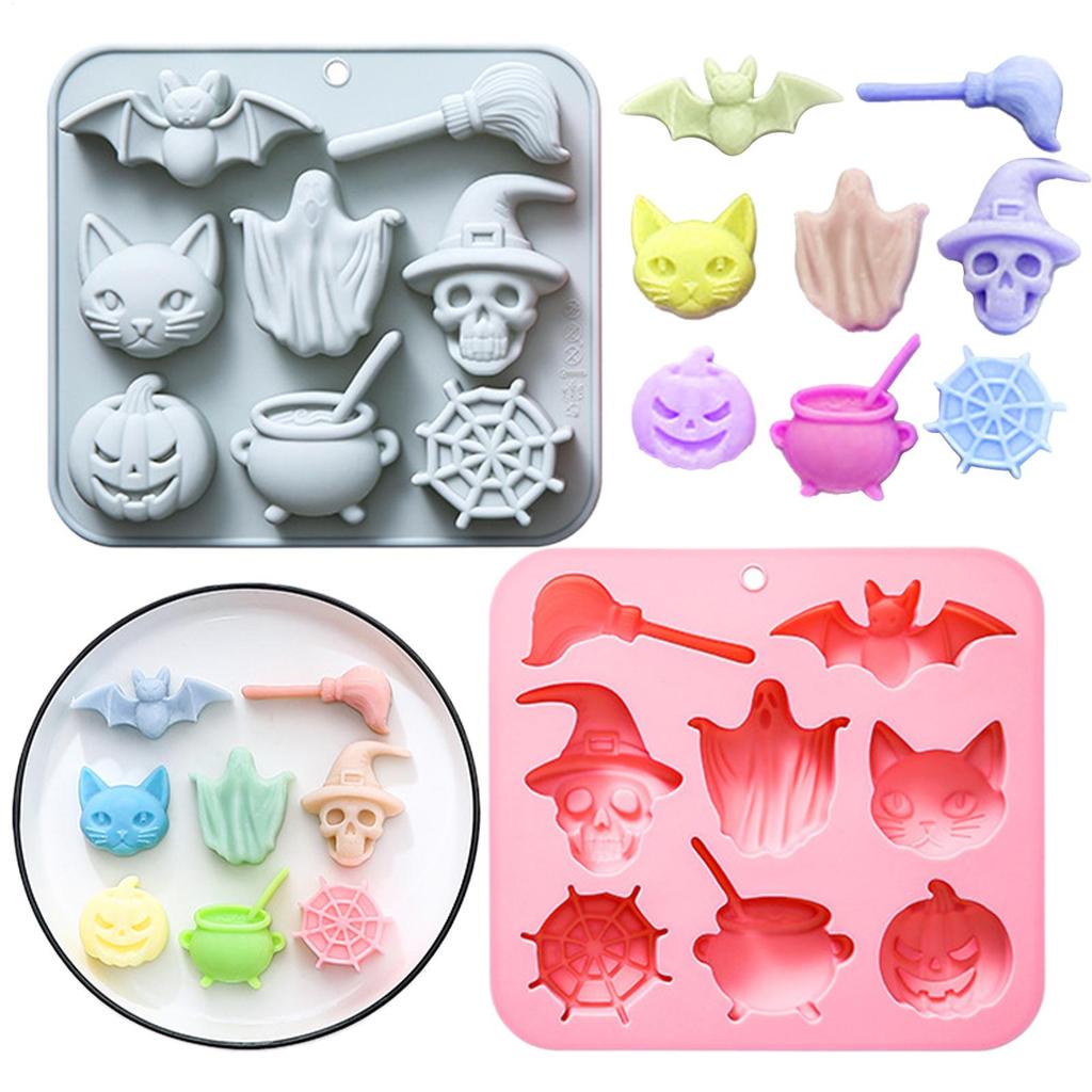 Halloween Silicone Mold Homemade Cake Mold Nonstick Silicone Pumpkin Mold Skull Bat Ghost Shape Chocolate Candy Mold Baking Tool