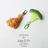 Funny Fried Chicken & Vegetable Keychain Charm