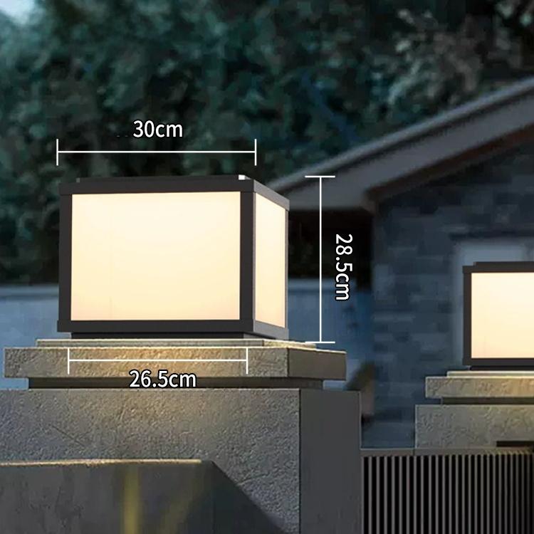 Modern Outdoor IP65 Waterproof Square Gate Fence Garden Post E27 Black Aluminum Villa Courtyard Pillar Light