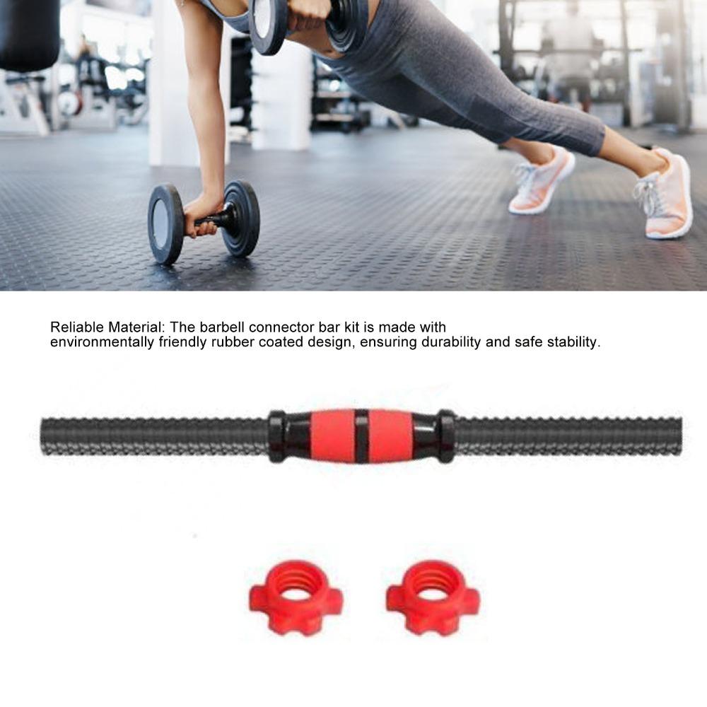 3PCS Steel Dumbbell Handle Set Threaded Ends Black and Red Dumbbell Weight Bar Set Home Gym