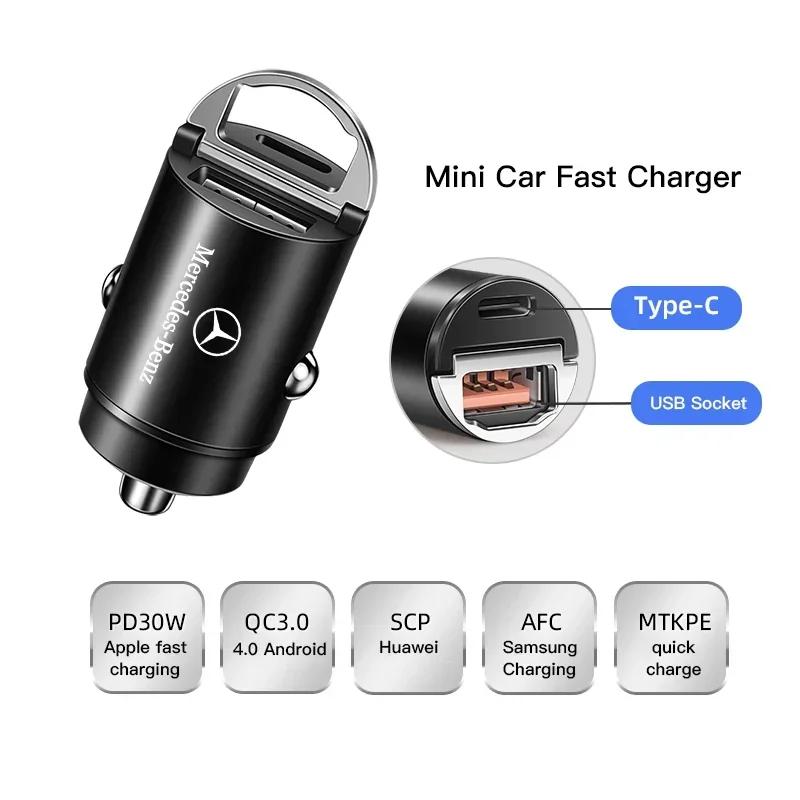 AABGT1 Car Charger USB Type-C Fast Charging Power Adapter For Mercedes Benz AMG W203 W206 W220 W205 W211 W212 W201 W210 W108 W168 A180