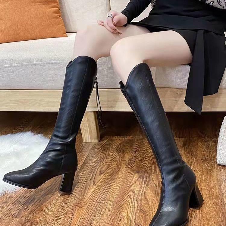 Internet Celebrities But Knee Boots Women's Autumn 2025 New Thick Heel High Heel Boots Show Legs Long Knight Boots Children