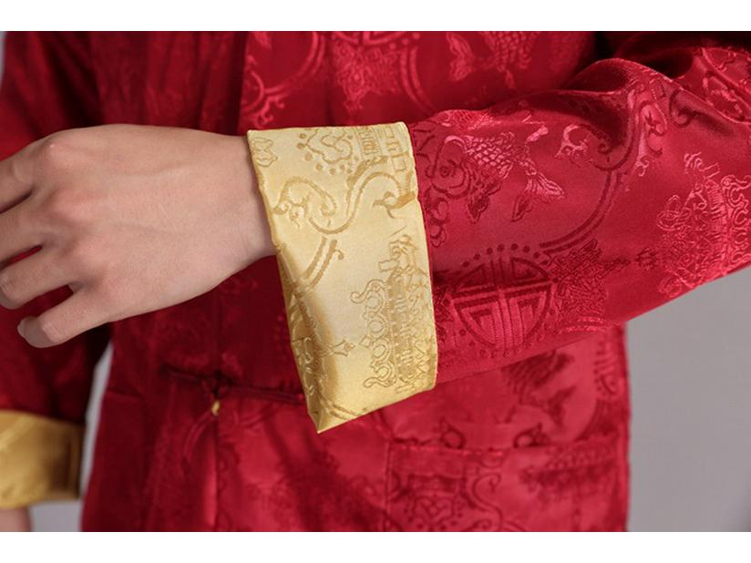 Мужской двусторонний пиджак тан - Ханфу с длинным рукавом для весны и осени