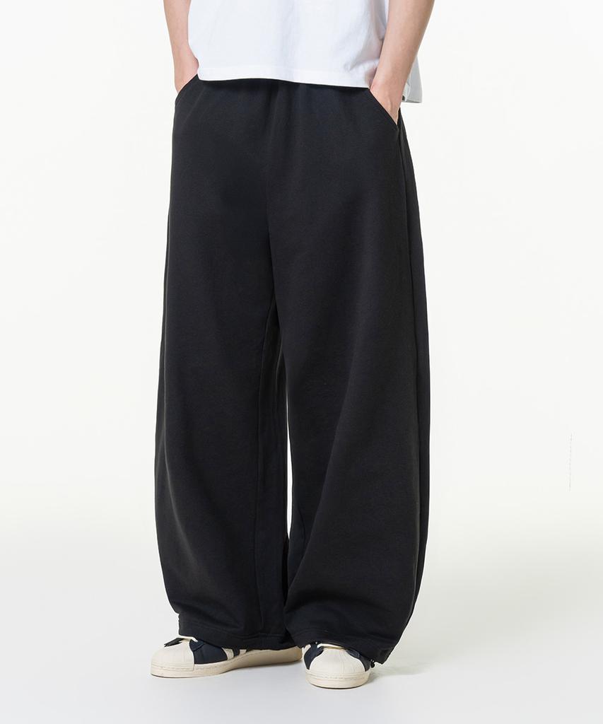 MOZMOZ Plain Side-Pleated Wide Training Pants Black