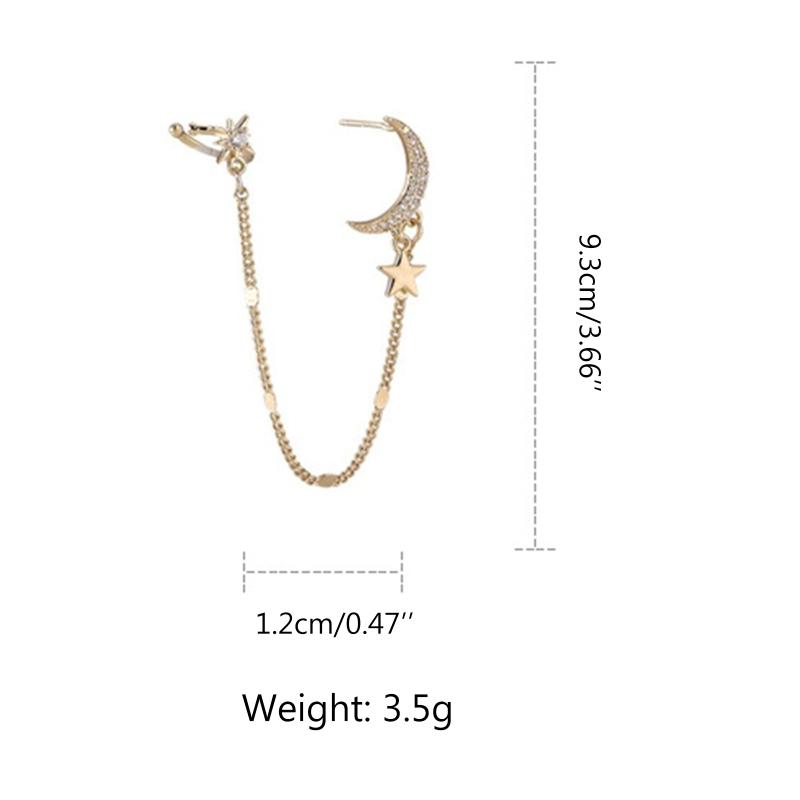 Каффы для ушей Moon Star со стразами, серьги-каффы для козелка, серьги-клипсы без пирсинга, ушные повязки, манжеты без пирсинга, ювелирные изделия в подарок