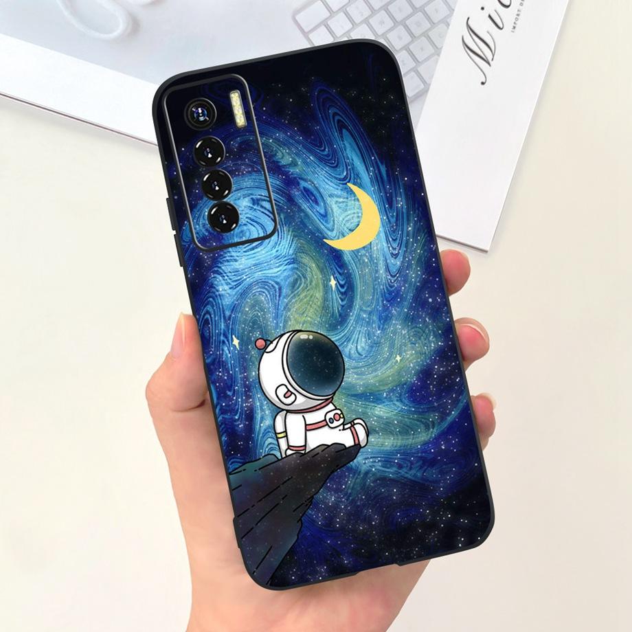 Для Tecno Camon 17 Pro CG6 Чехол Роскошный Мягкий Силикон Funda Черный Кот Астронавт Рисунок Для Tecno Camon 17P Camon17 Чехол Capas