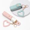 1pc Lipstick Bags Portable Keychain Solid Wallet Mini With Mirror Leather Protective Cover