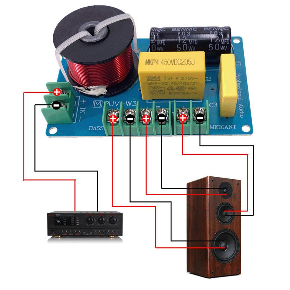 200W Audio Woofer Crossover Filter DIY Audio Modification 3-Way Home Theater Dance Bookshelf Audio for 3.5/4/4.5-8 Inch Speakers