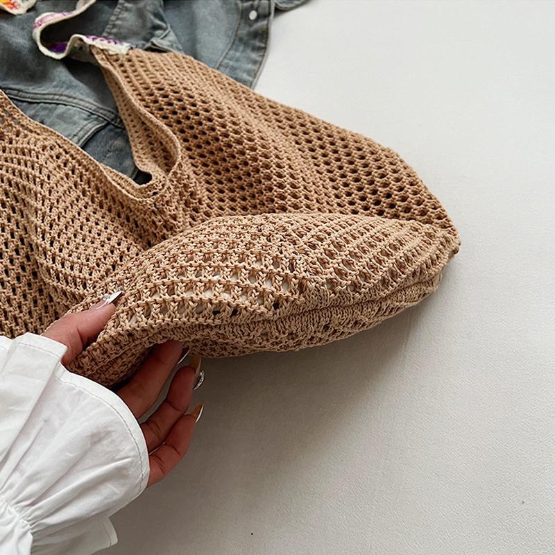 Большая вместительная вязаная сумка-тоут в этническом стиле, вышитая плетеная сумка с ремешком для женщин, для путешествий