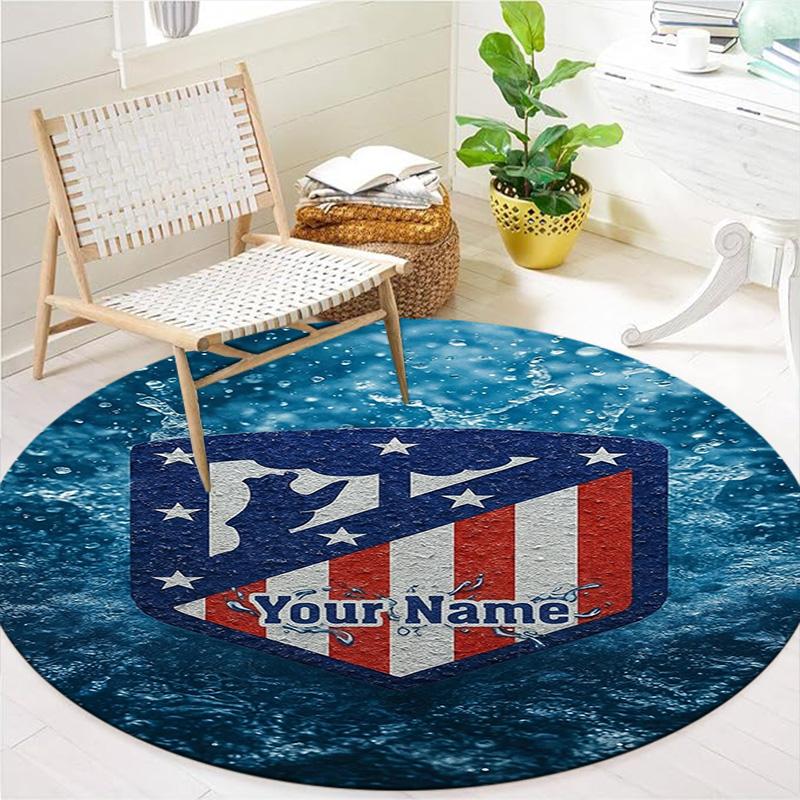 American Pride Shield Custom Name Round Area Rug Carpet Rug For Living Room Bedroom Sofa Playroom Decor Nonslip Floor Mat