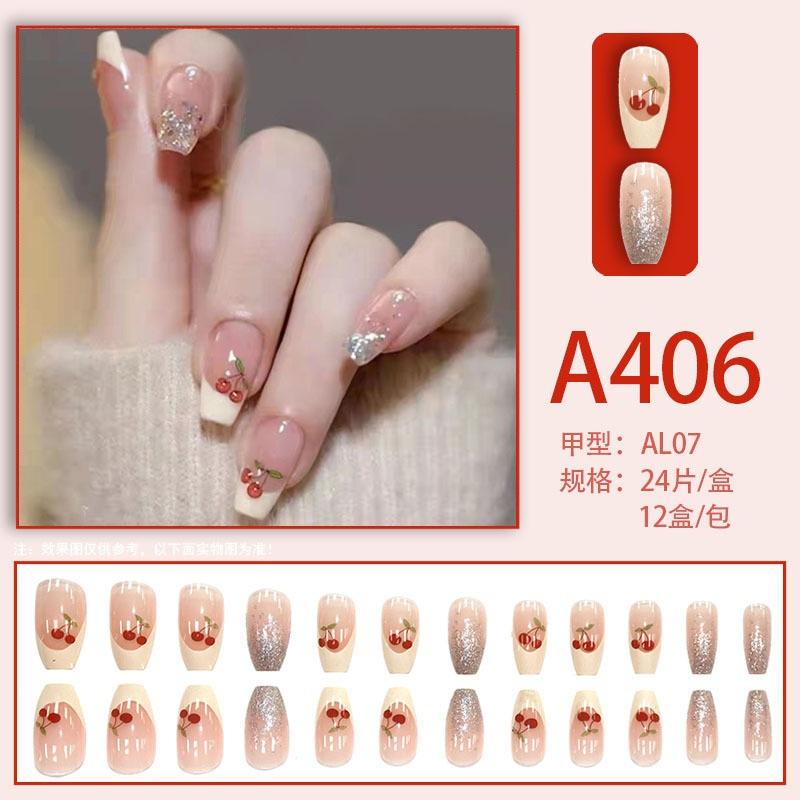 2024 Gentle, sweet, fresh, high-end, simple, printed, fashionable wearable manicure