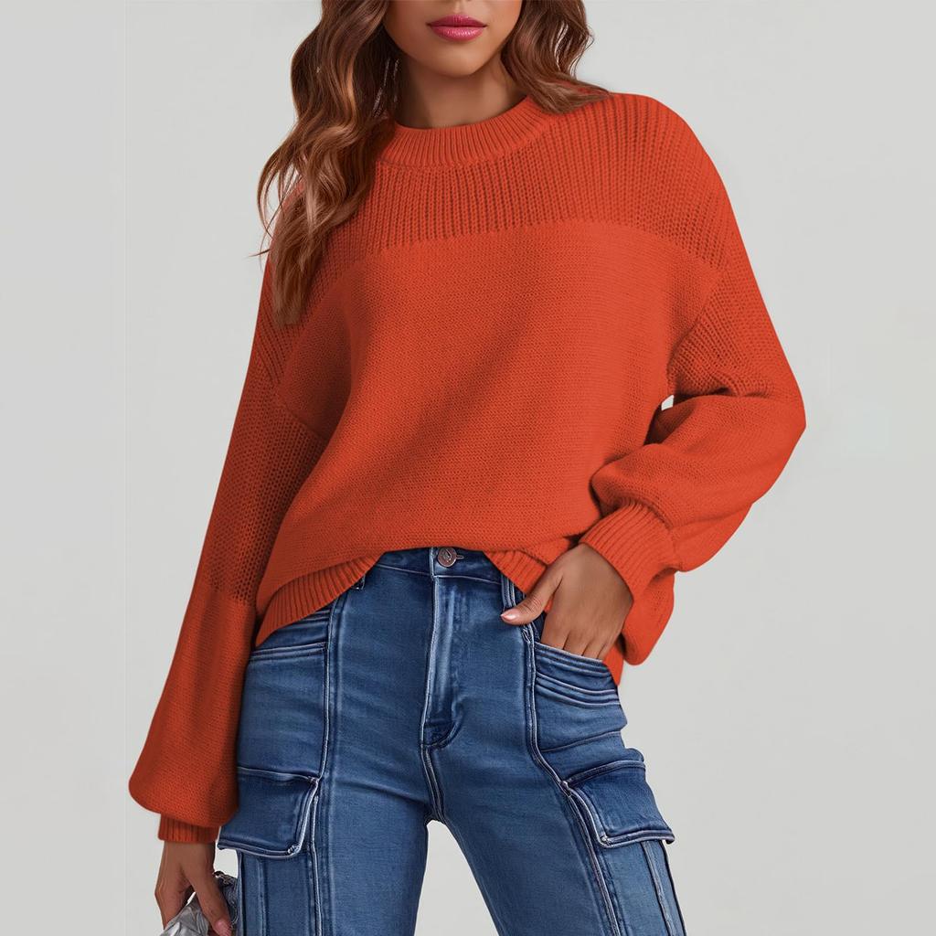 Женский свитер с длинным рукавом для зимнего сезона, вязаный свитер, свитер с круглым вырезом, вязаный свитер