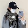Корейский подарок на день рождения вязаный рождественский красный шарф женский зимний теплый высококачественный шерстяной клетчатый шарф мужской осенний