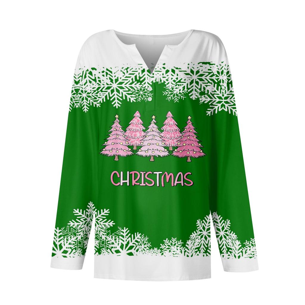 Жен. Футболка Футболка Пуговицы Цветочный принт Длинный рукав Повседневные Выходные Мода Классический Классический V-образный вырез Обычный Топ