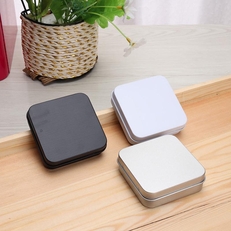 Мини-контейнер для металлических банок, квадратный откидной контейнер для хранения, жестяная коробка с петлями, небольшой футляр для набора, органайзер для ювелирных изделий, монет, конфет, портативный