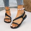 Женские сандалии, римская обувь, новинка 2024 года, летние римские тапочки на плоской подошве, пляжная спортивная повседневная женская обувь Sandalias De Mujer