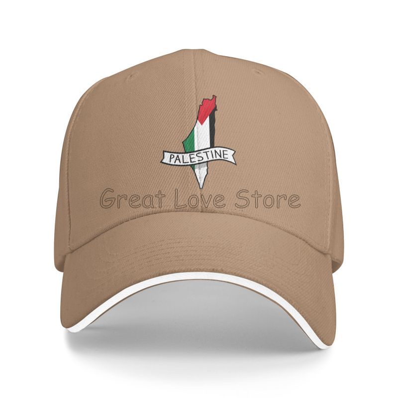 Наклейка-карта Флага Палестины Кепка Бейсболка Повседневная Snapback Козырек Кепка-сэндвич Унисекс Козырек от солнца Панама Кепки для гольфа