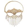 Women Face Cover Exaggerated Adjustable Open Design Tassel Sparkling Decorative Gift Full Rhinestones Masquerade