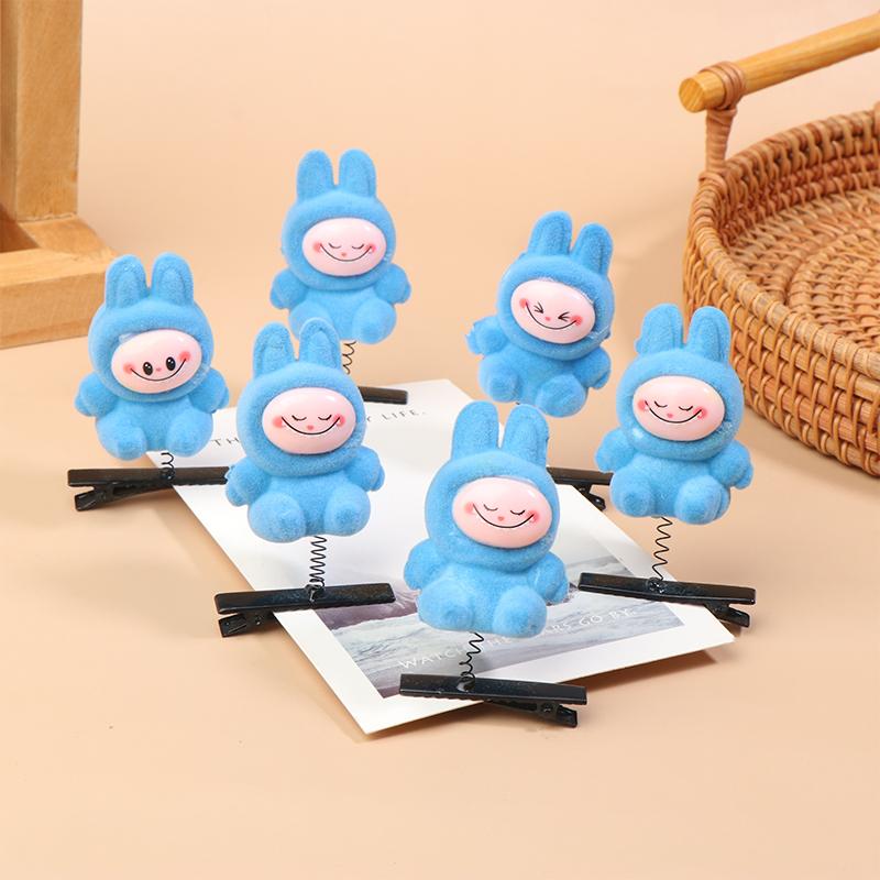 6 шт. Kawaii Labubu Spring Hair Clip 3D Cartoon Doll Hairpins Duckbill Clip Headbill Children's Hair Accessories Party Decorations