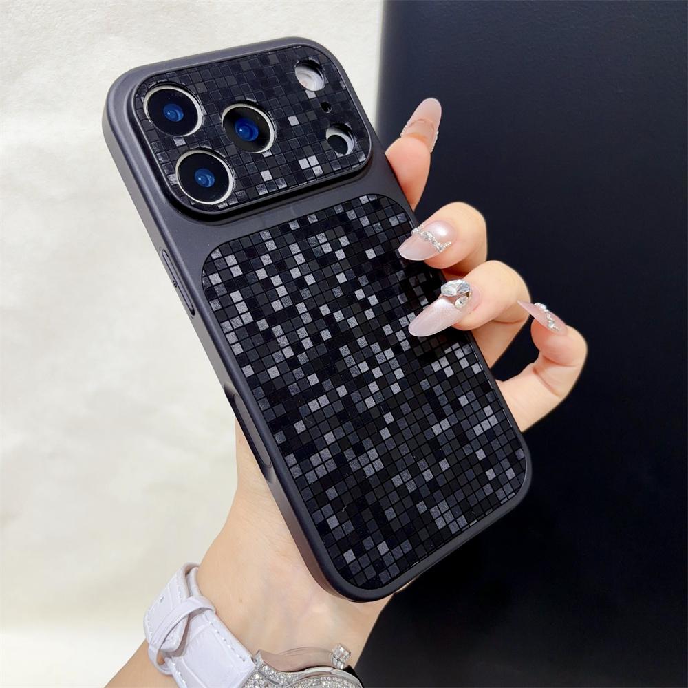 Роскошный Чехол для Телефона с Текстурой Мозаичной Сетки Для Apple iPhone 17 16 15 14 13 Pro Max Защита Объектива Камеры Ударопрочный PC Чехол