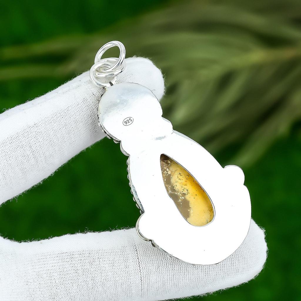 Pear Natural Fossil Coral Bezel Root Chakra New Pendant Jewelry Sterling Silver