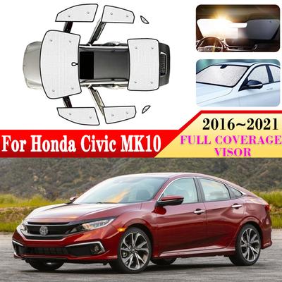 Козырек на чехол автомобиля для Honda Civic MK10 10-го поколения FC FK 2016~ Защита от УФ-лучей и солнца на лобовое и боковые стекла Автоаксессуары