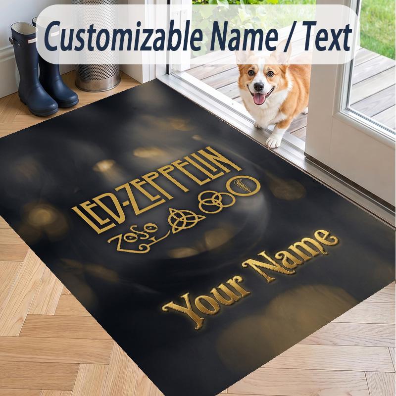 Custom Text Printed Rug Led Zeppelin Non Slip Floor Carpet For Home Room Decor