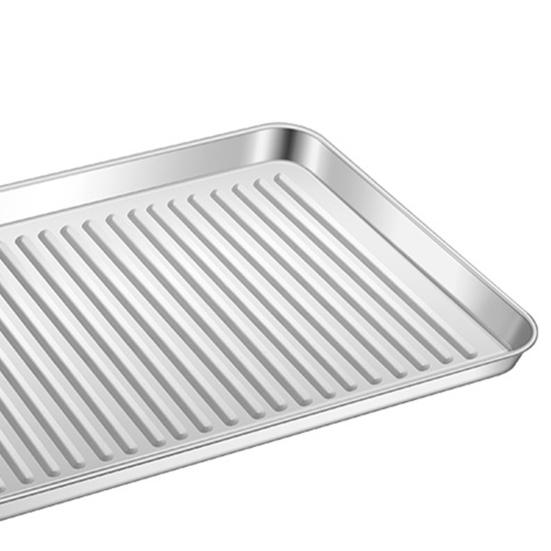 1 Set Stainless Steel Baking Tray with Mesh Rack Heavy Duty Non-stick Heat Resistant Food Grade Rectangle Bakeware Kitchen Supplies