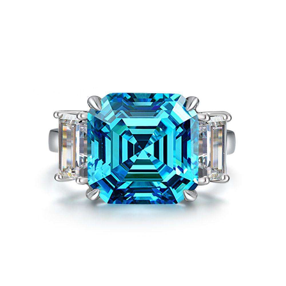 Tancise 12*12 Artificial ZirconS925 Sterling Silver Women's Jewelry Ring Luxury Temperament High Sense Wedding Ring