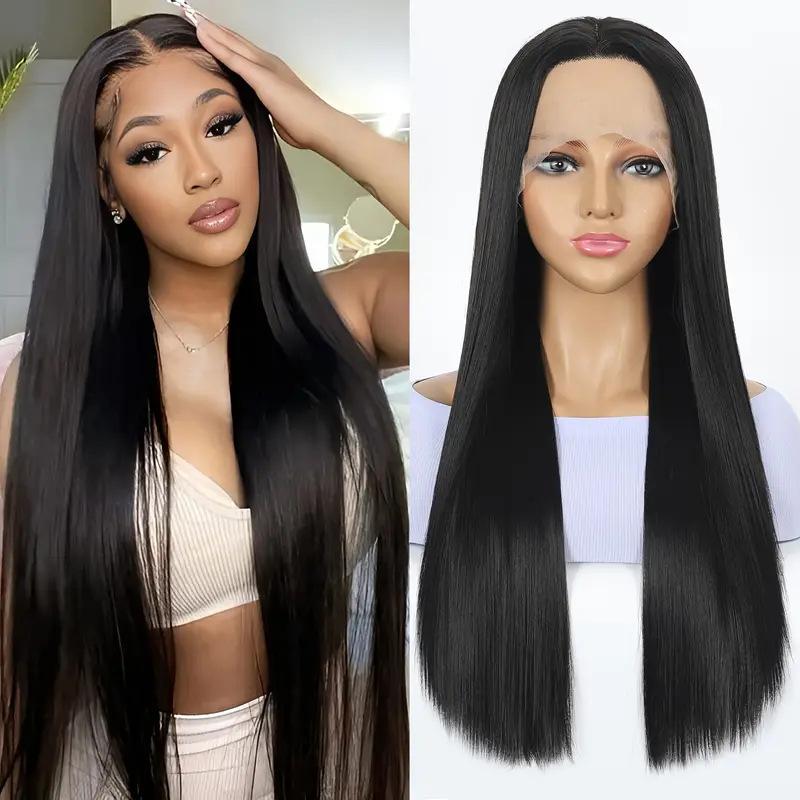 Front lace wig, women's medium length, fluffy natural fashion daily full hair cover in stock