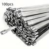 Metal Zip Ties 100 Pieces Stainless Heavy Duty Zip Ties Electrical Cord Management for Agricultural Patio Lawn Garden Roofing