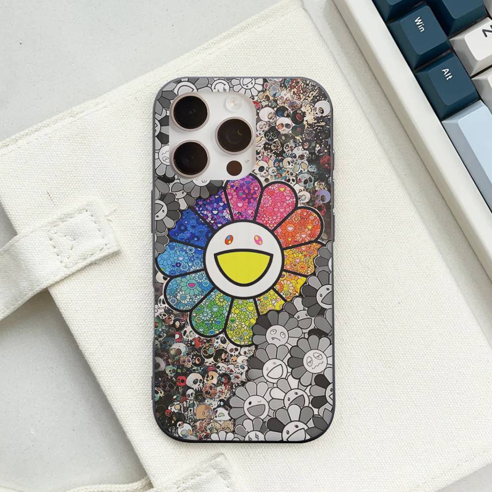 Чехол для телефона T-Takashi Flower M-Murakami из мягкого гофросиликона для IPhone 11 12 13 14 15 16 17 Pro Max Plus Волнистое силиконовое покрытие