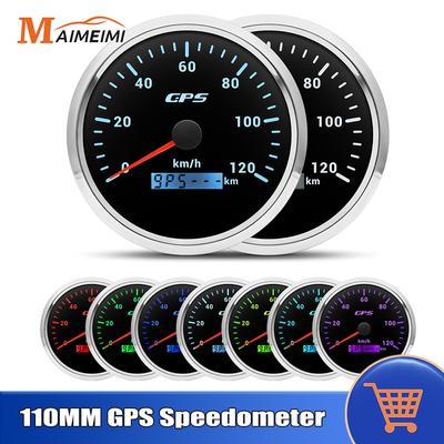 110-мм GPS-спидометр с GPS-антенной, датчик скорости 30/60/80/120/200 км/ч, 7-цветная подсветка, для автомобиля 12 В 24 В, лодки, морского транспорта