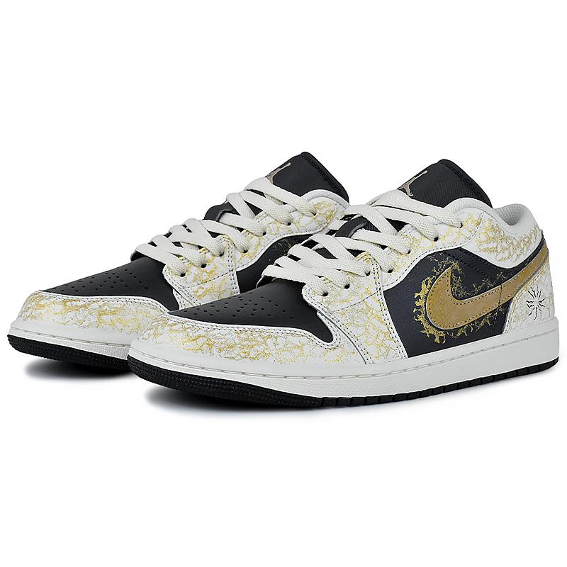 Jordan Air Jordan 1 Износостойкие Низкие Винтажные Баскетбольные Кроссовки Мужские Черно-Белые IH0649-021(Команда96-)