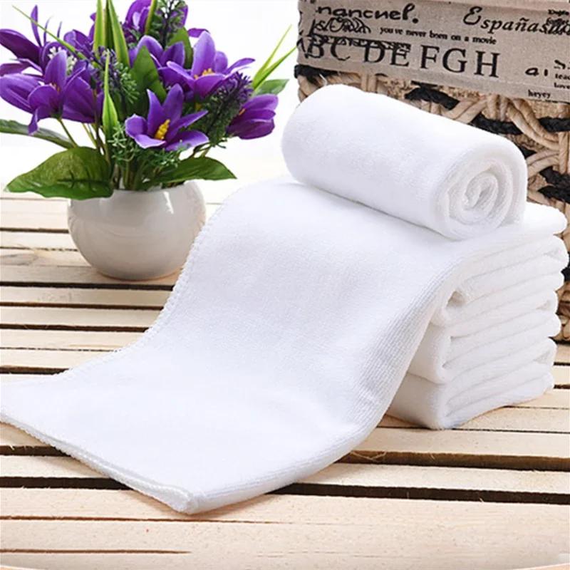 Белое Мягкое Микрофибровое Тканевое Полотенце для Лица Гостиничное Банное Полотенце Мочалки Ручные Полотенца Портативное Многофункциональное Чистящее Полотенце