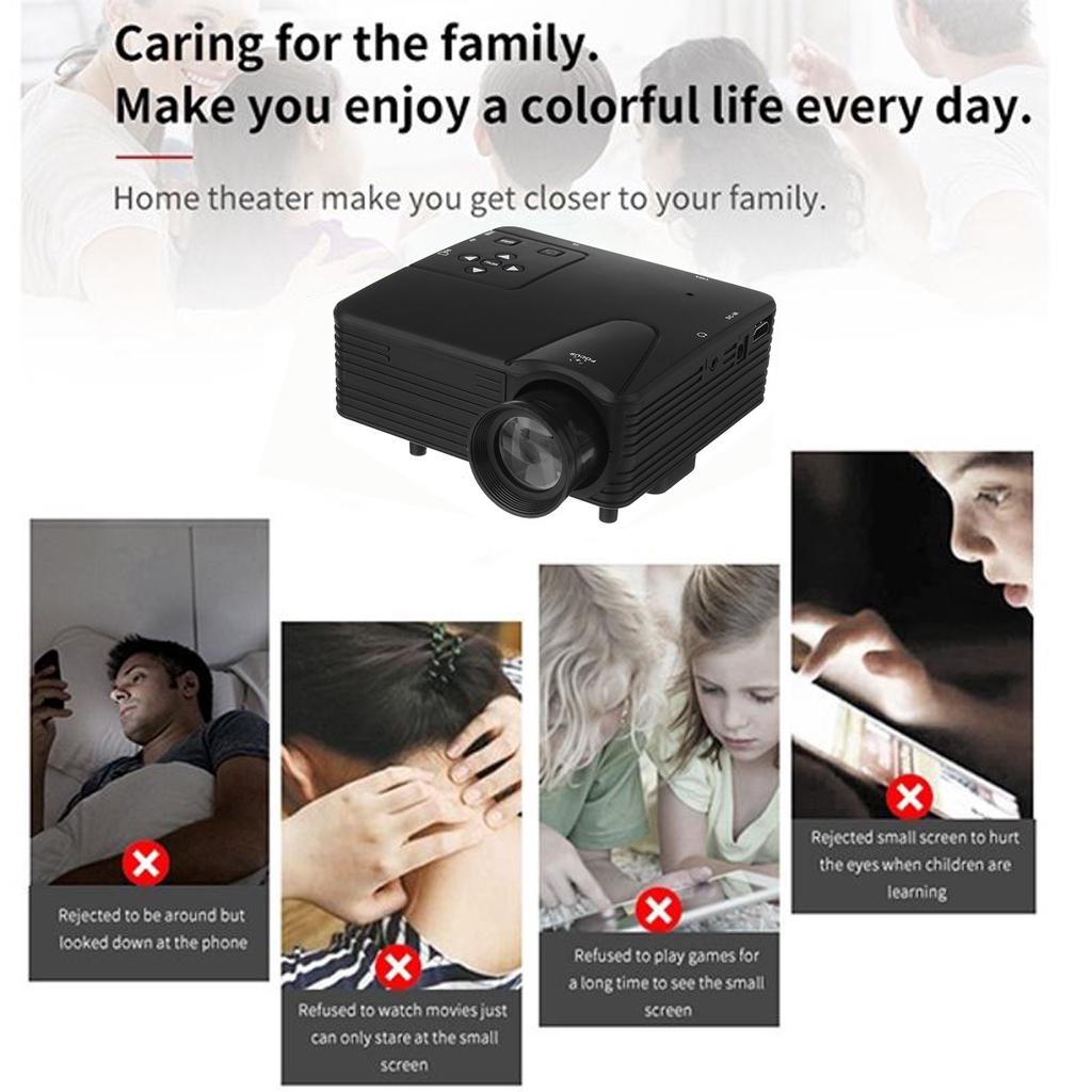 H80 Мини Портативный видео светодиодный проектор Full HD 1080P Домашний кинотеатр AV/VGA/SD/USB/HDMI Карманный ТВ 3D