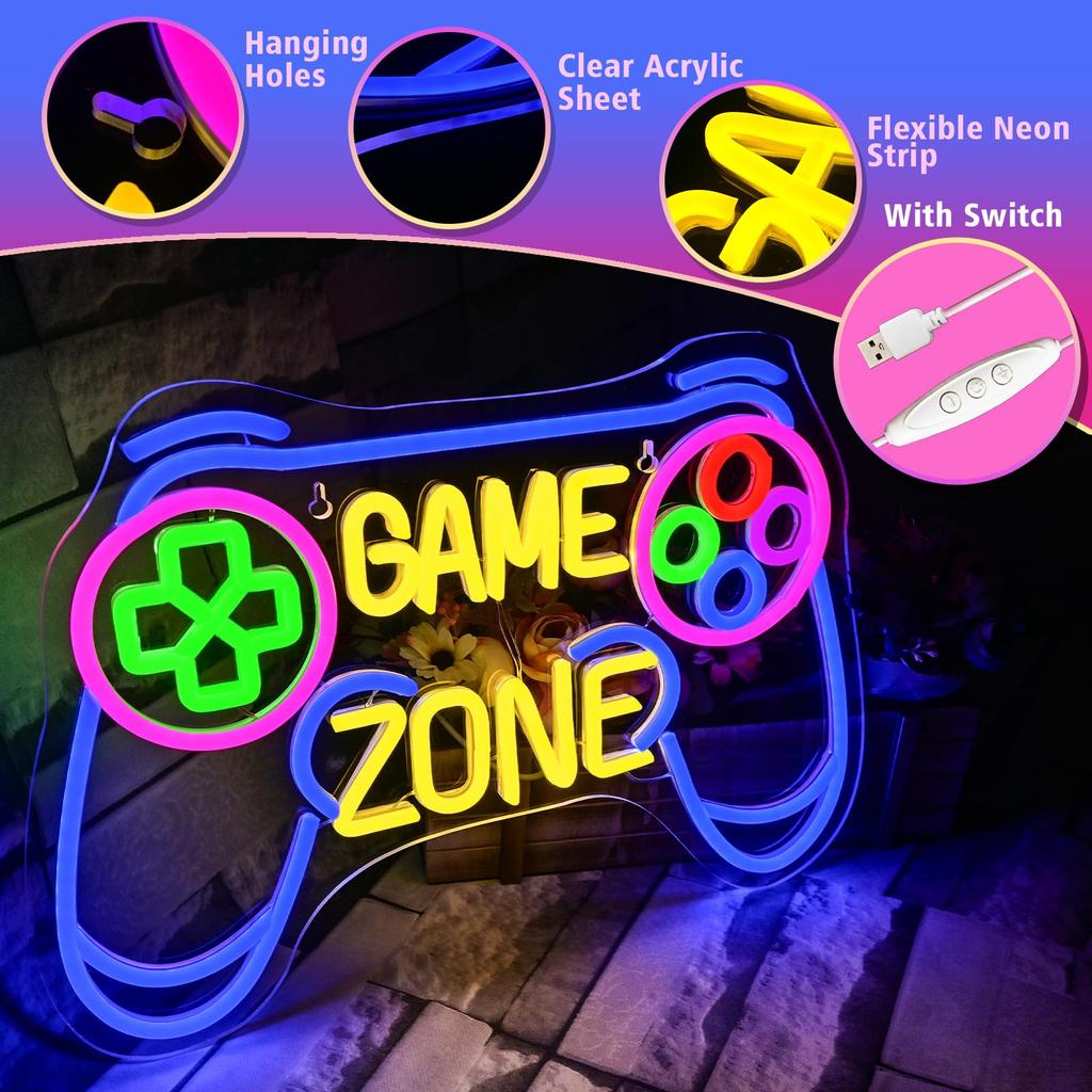 Неоновая светодиодная вывеска для игровой зоны, игровое освещение для подростков, мальчиков, детей, на дни рождения, Рождество, декор для игровой комнаты, подарки на стену, в спальню