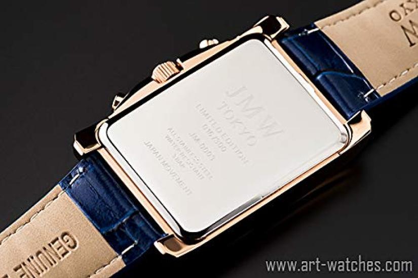 Square Watch Blue Rose Gold Watch Square Rectangular Chronograph Limited Model Seiko Quartz Leather Band Genuine Leather Business Simple Popular Day