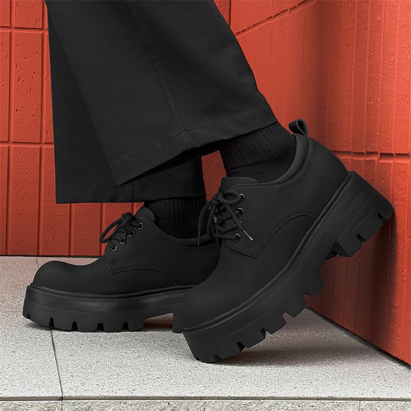 Весенние и летние новые легкие кожаные туфли мужские с толстой подошвой, мягкие и удобные, черные туфли дерби с большой головкой мужские G003-J