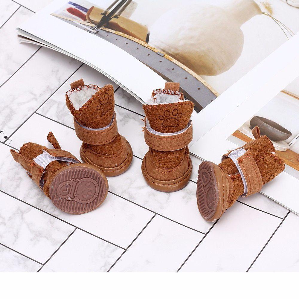 4 шт./компл. Защитные товары для питомцев Хлопковые ботинки Теплая обувь для собак Ботинки для щенков Зимняя обувь для питомцев Нескользящие