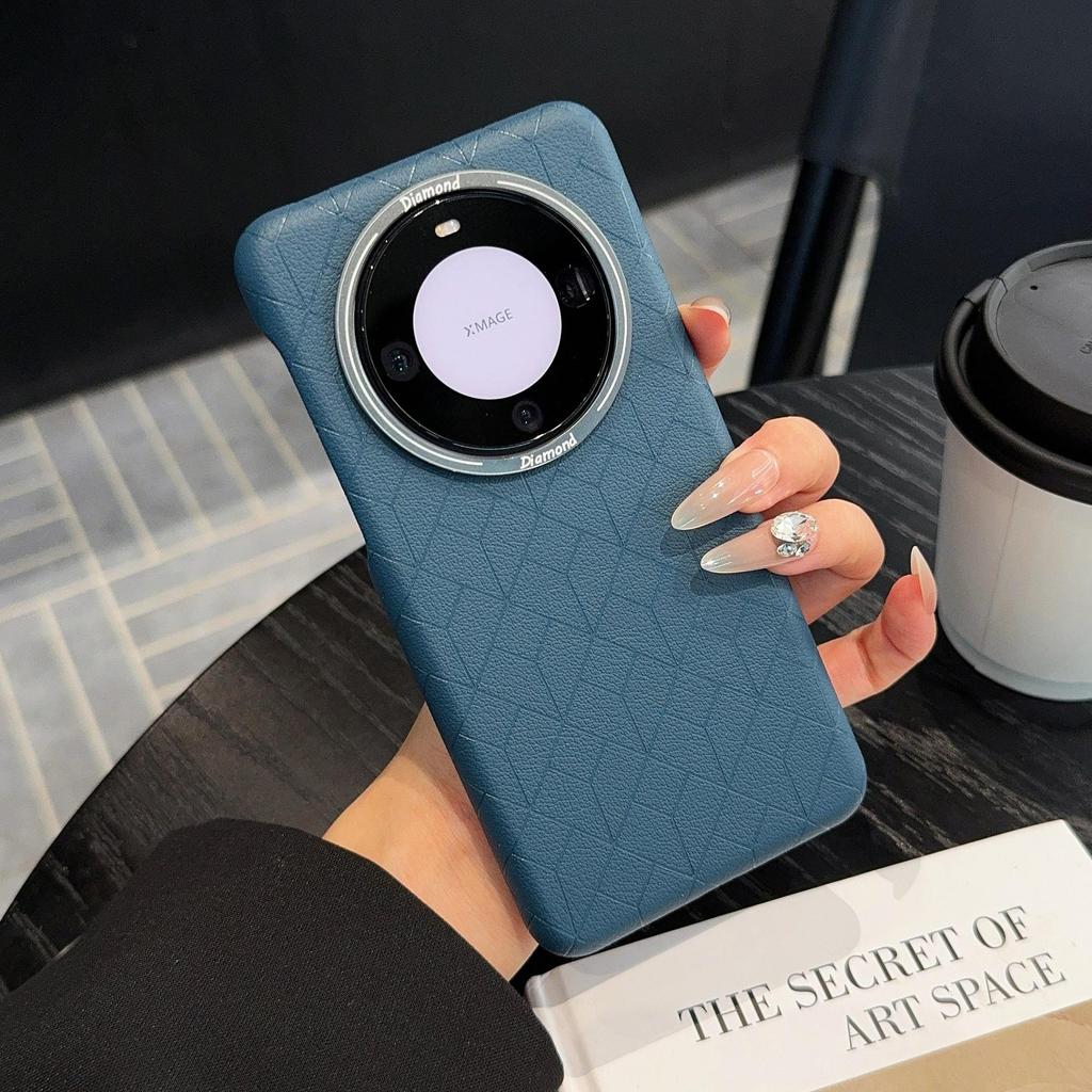 Чехол для телефона Mate60 Pro: Сетка Кубика Рубика, Однотонная Кожа, Полностью Закрытый, Ударопрочный, Магнитное Притяжение.
