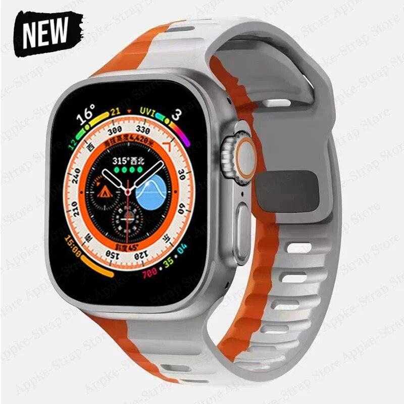 Silicone Strap for Apple Watch Band Ultra 2 49mm Correa Bracelet for Iwatch 9 8 7 6 5 SE 4 3 2 1 44mm 40mm 41mm 45mm 38mm 42mm Watchband