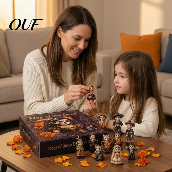 Acrylic Miniature Doll Set Day of The Dead Costume Advent Calendar 2026, 24 Days Countdown with Holiday Stocking Stuffers Pcs Mini Skull Ornaments,