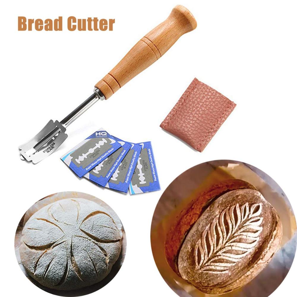 With 5pcs Replacement Blades Arc Curved Dough Slicer Bread Lame Cutter Toast Knife Baking Tools