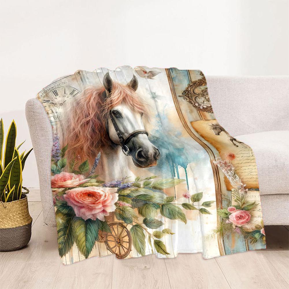 1pc Rainbow Unicorn Garden blanket Soft and Warm for Sofa Office Camping Travel Livingroom Great Gift for Friends and Family Comfortable
