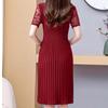 Fashion Summer Chiffon Dresses Plus Size Elegant Slim Short Sleeve Long Dresses Female Vintage Summer Clothes