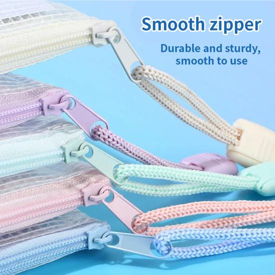 5 Pcs Mesh Zipper Bag A4 Letter Size Document Pouch Clear Plastic